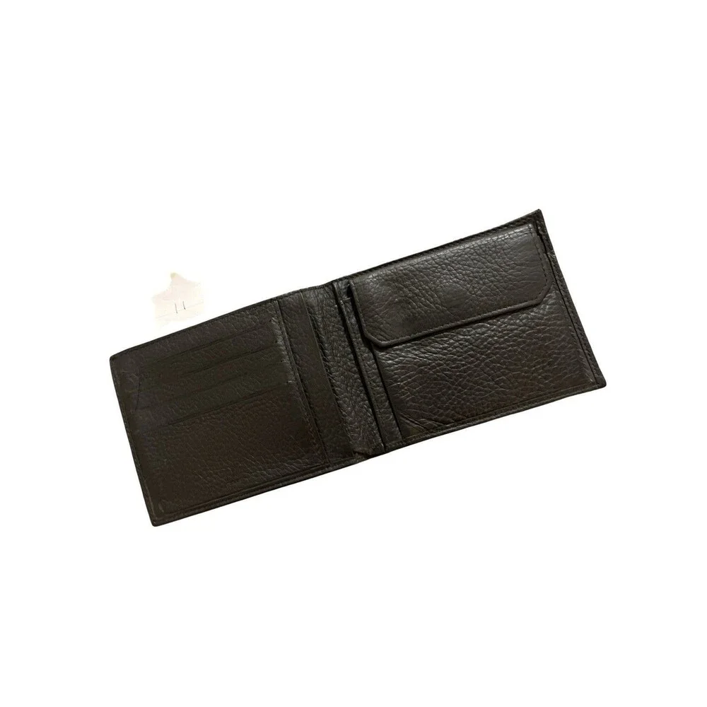 Dunhill Black Pebbled Bi fold Wallet Silver hardware men's/women's unisex